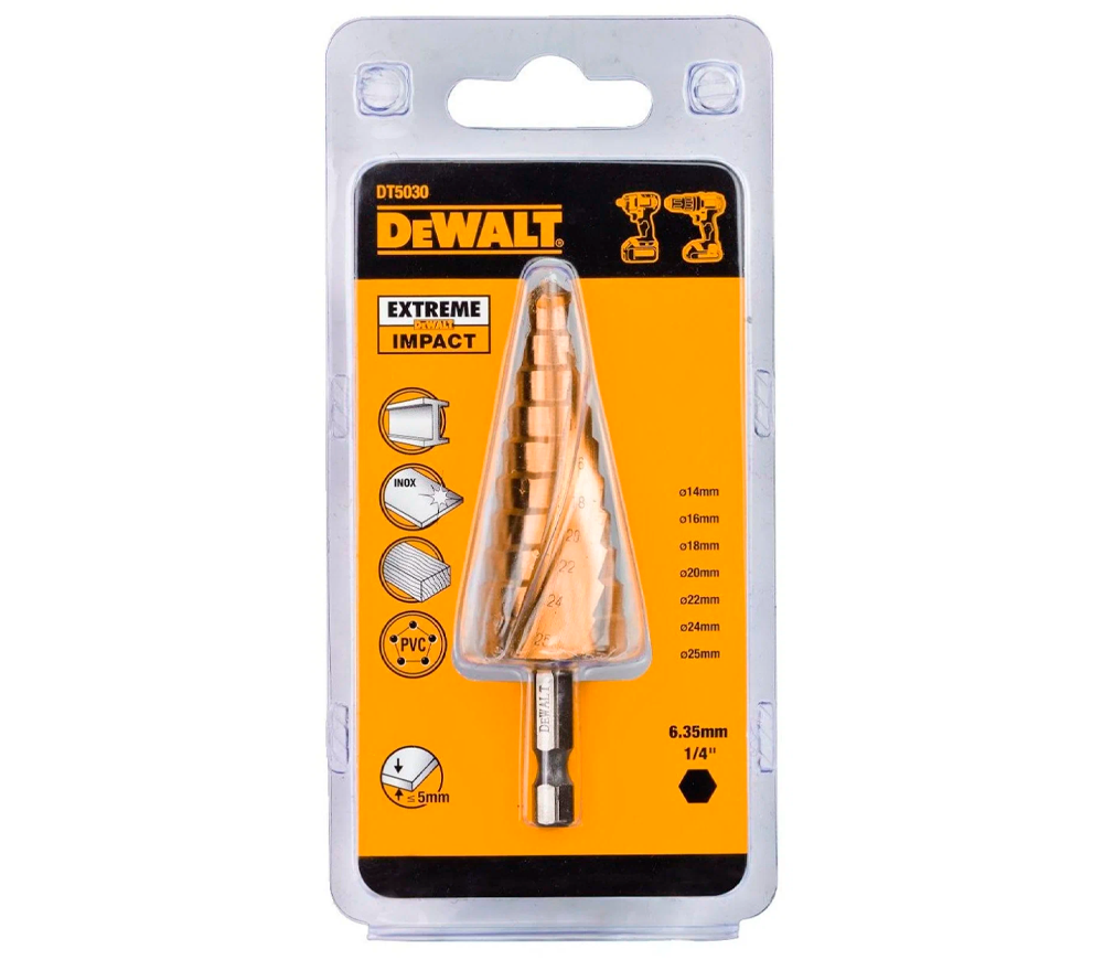Burghiul în trepte DEWALT DT5030 14-25mm HSS-TIN-4