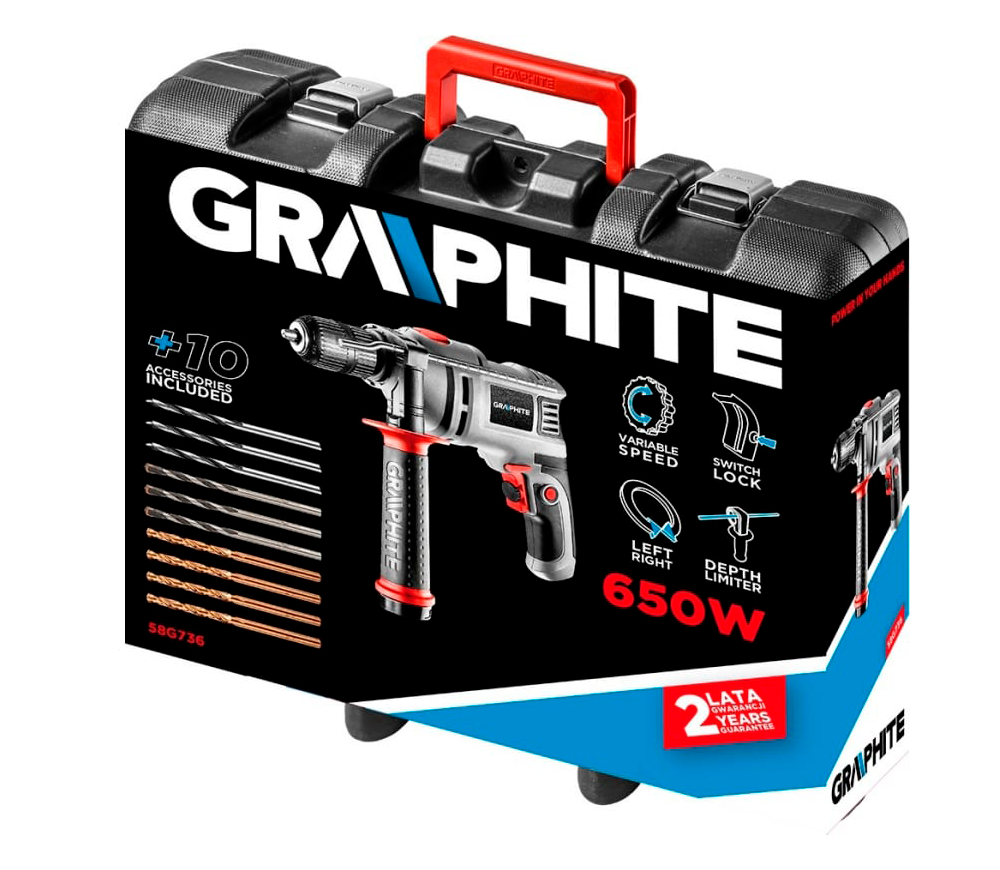 Mașină de găurit cu percutie GRAPHITE 58G736 650w-5