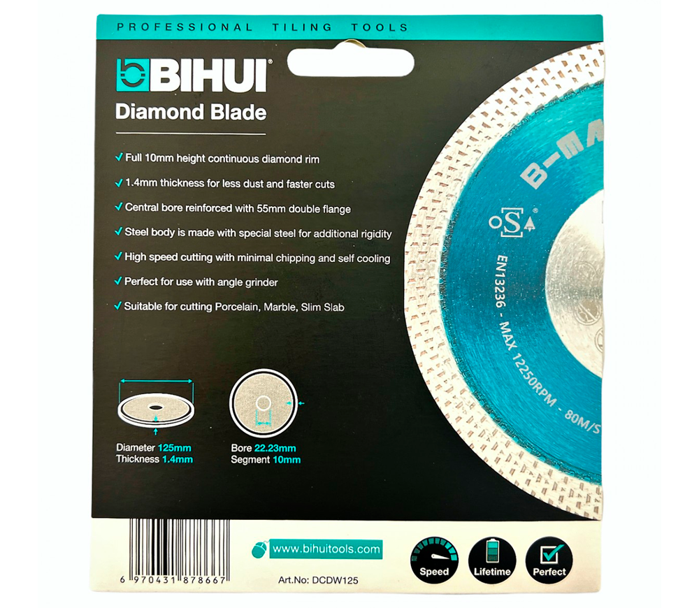 Алмазный отрезной диск BIHUI DCDW125 125мм  Керамика/Мрамор/Гранит-4