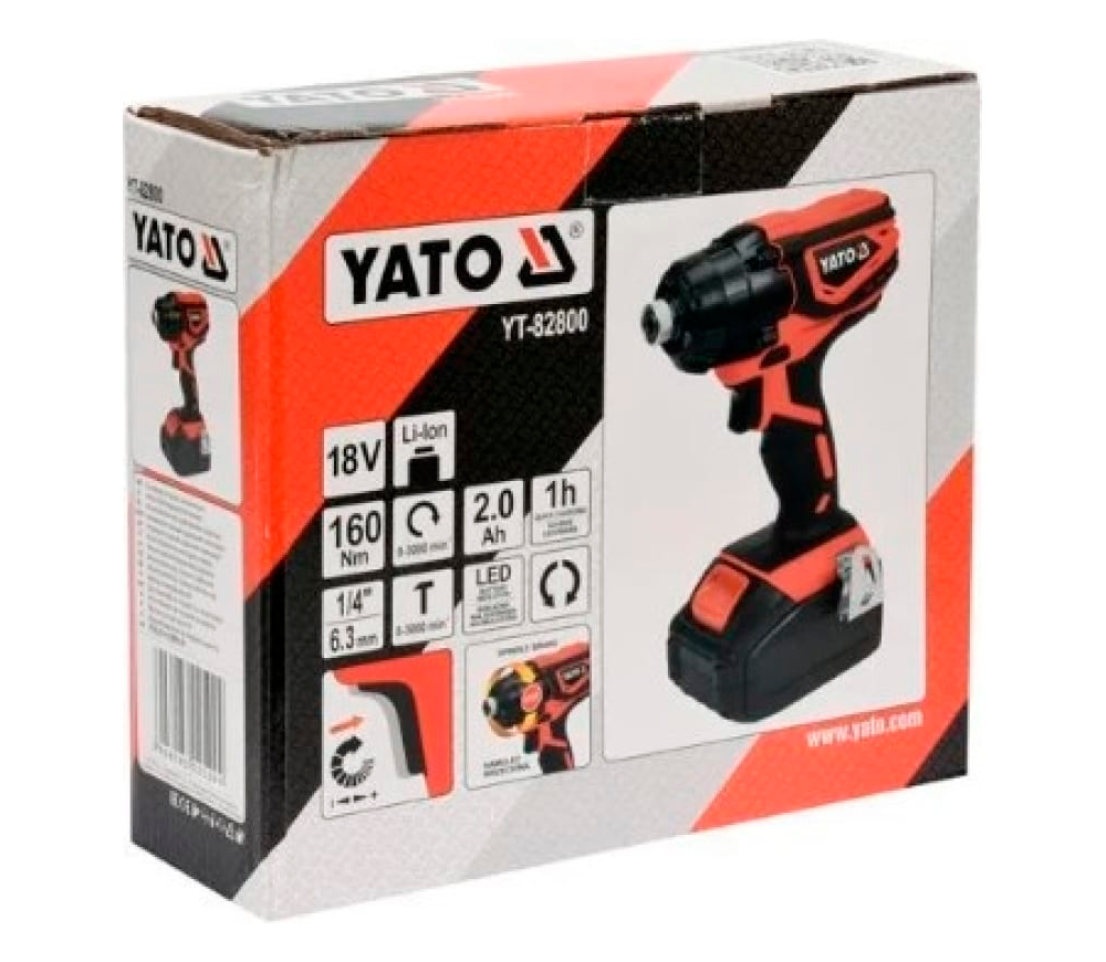 Шуруповерт аккумуляторный (без аккумуляторов) YATO YT82800 18В 2Ач-3