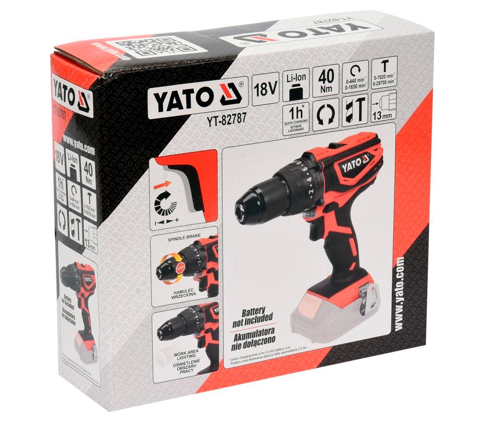 Шуруповерт аккумуляторный (без аккумуляторов) YATO YT82797 18В-5