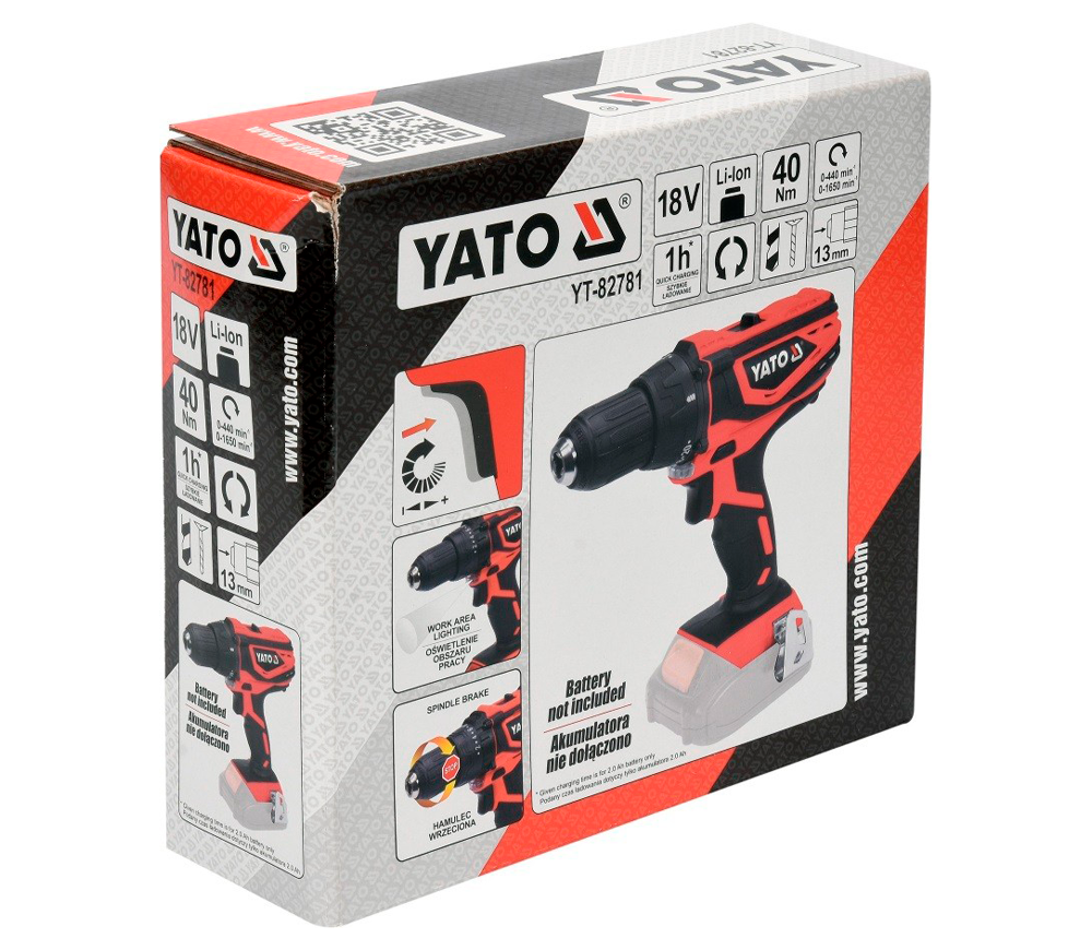 Шуруповерт аккумуляторный (без аккумуляторов) YATO YT82781 18В-5