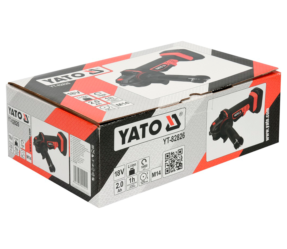 Угловая шлифмашина аккумуляторная YATO YT82826 125мм 18В 2Ач-5