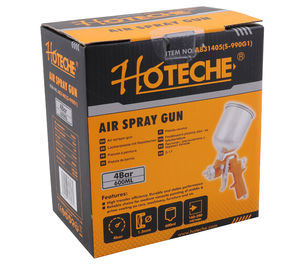 Краскораспылитель пневматический HOTECHE A831405 1.5мм 0.6л 3бар-7