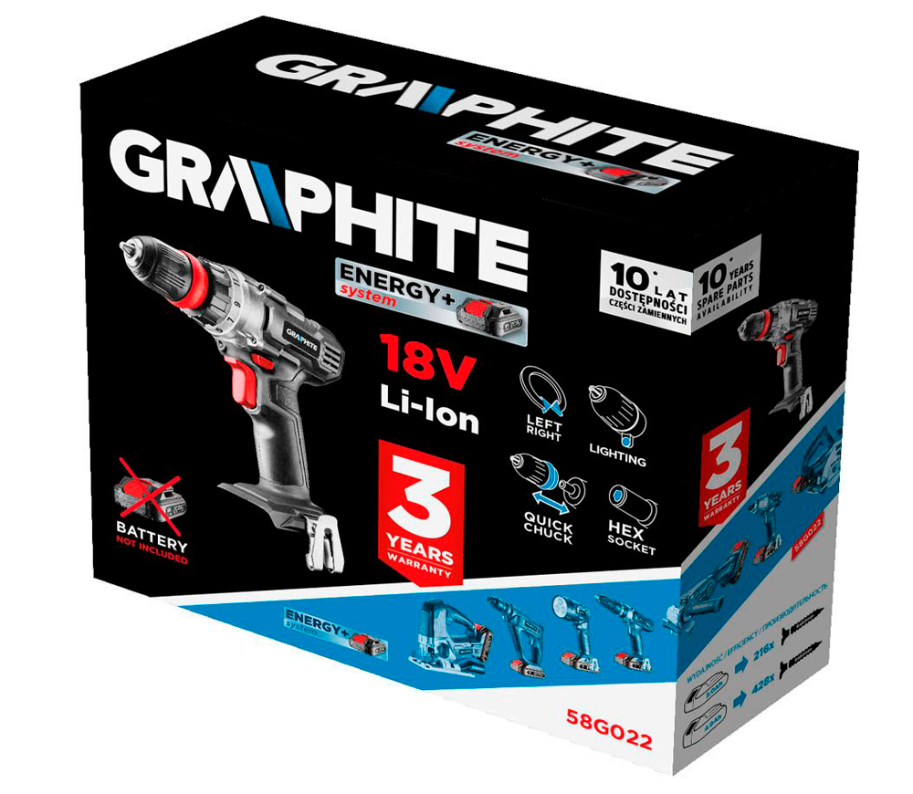 Mașină de înșurubat cu acumulator (fără accum.) GRAPHITE 58G010 18V-8