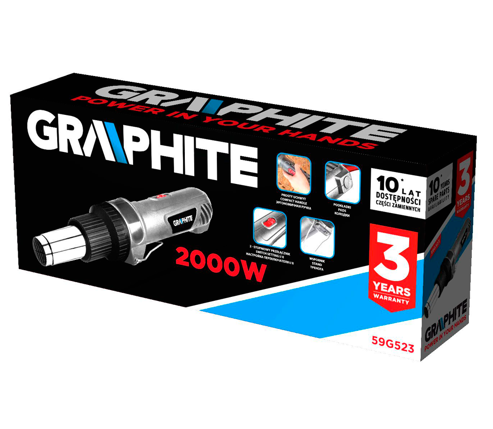Suflantă de aer cald GRAPHITE 59G523 2000w 550°C-7