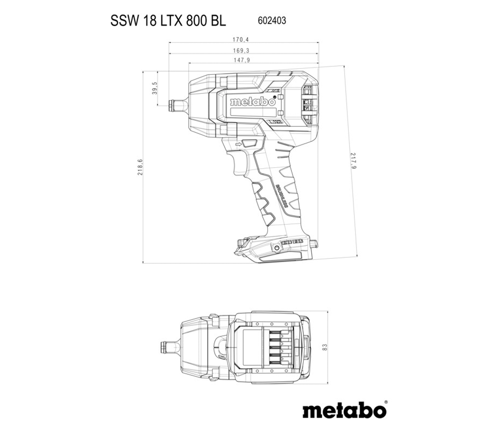 Mașină de înșurubat cu impact fără fir (fără bat) METABO SSW 18 LTX 800 BL 1200Nm-6