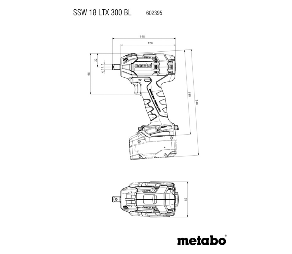 Mașină de înșurubat cu impact cu acumulator (fără bat) METABO SSW 18 LTX 300 BL 300Nm-5