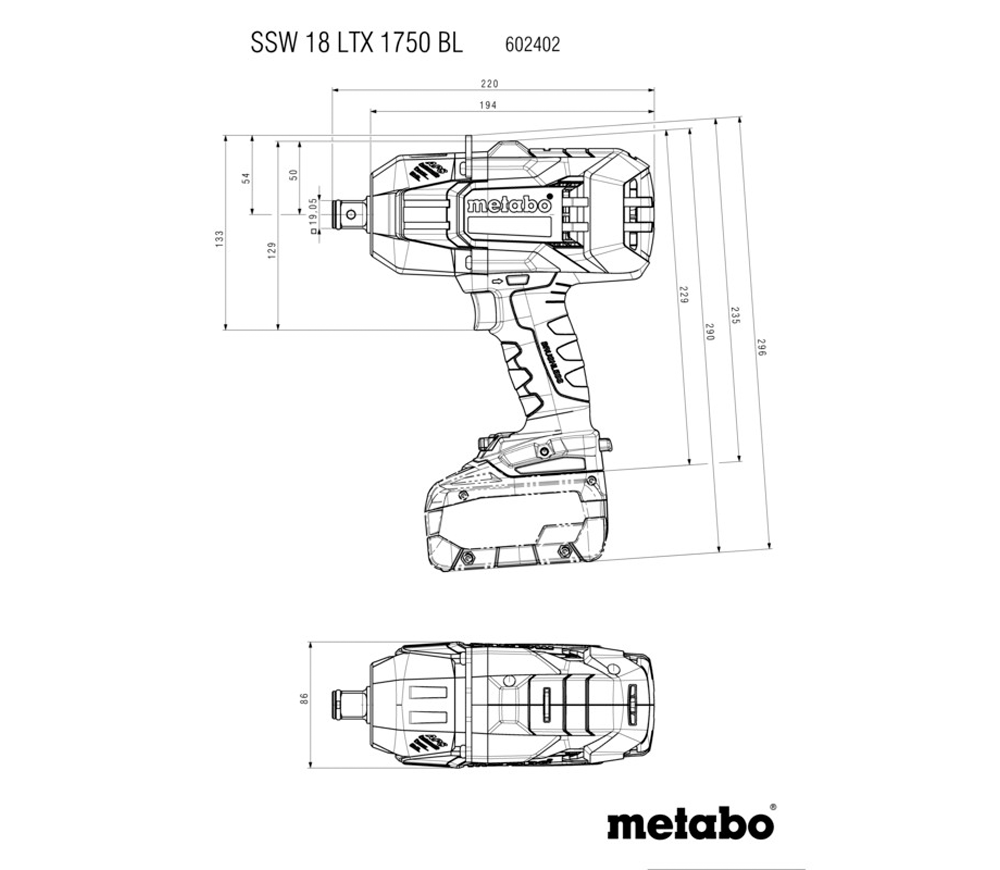 Mașină de înșurubat cu impact cu acumulator (fără bat) METABO SSW 18 LTX 1750 BL 1750Nm-6