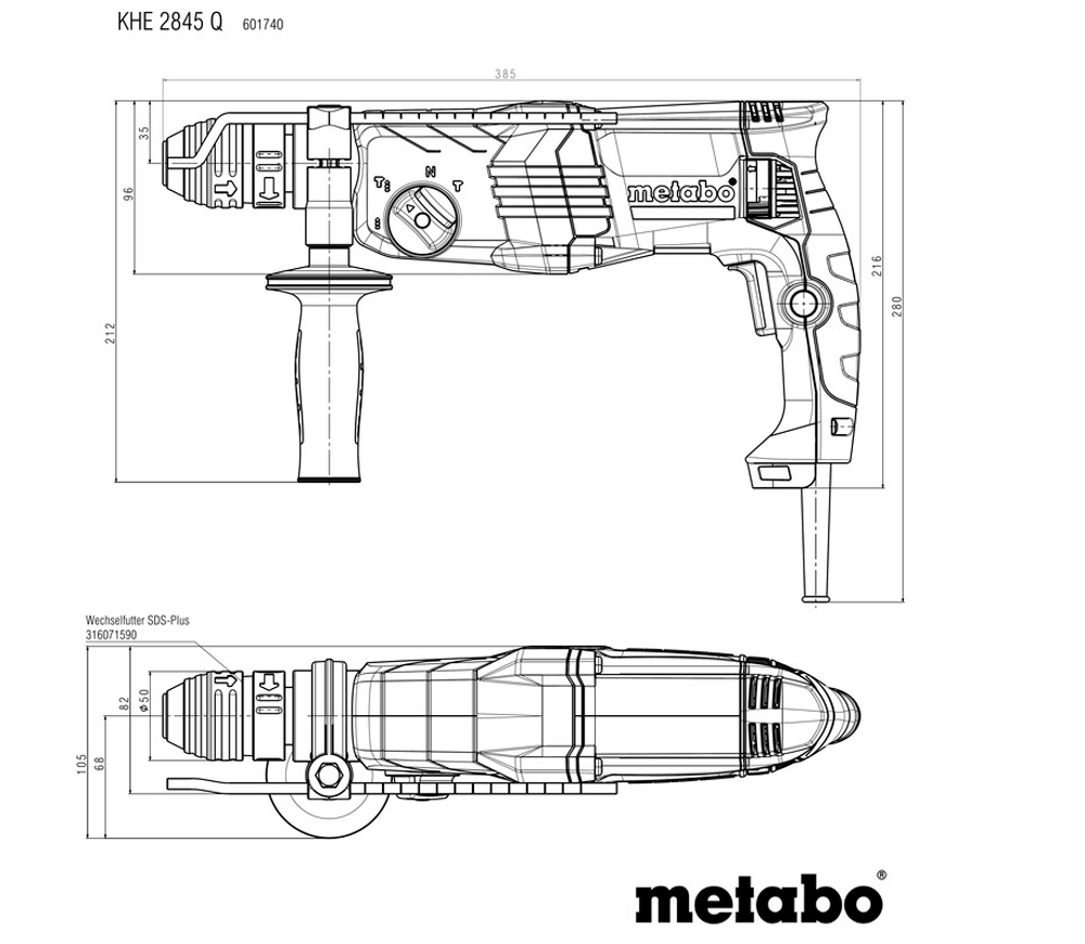 Перфоратор METABO KHE 2845 Q 880вт SDS-Plus-7