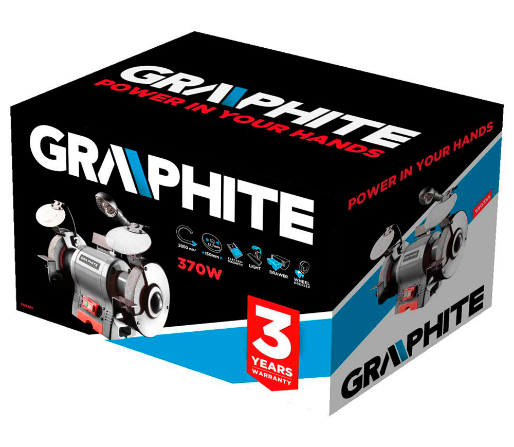 Точильный станок GRAPHITE 59G383 370вт 150мм-6