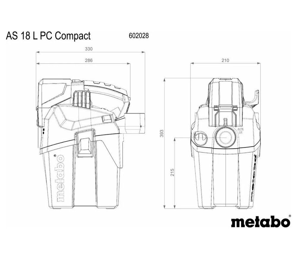 Aspirator industrial fără fir (fără bat) METABO AS 18 HEPA PC 120mbar 6L-3