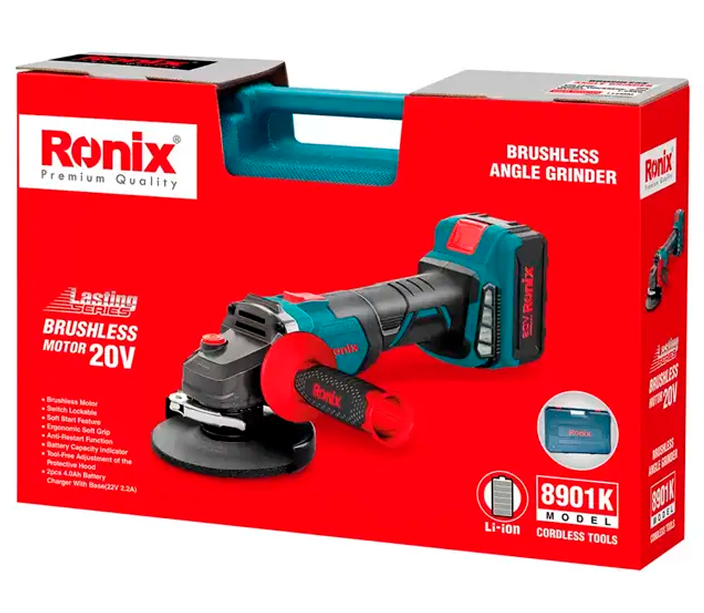 Угловая шлифмашина аккумуляторная RONIX 8901K 115 20В 4Ач-12