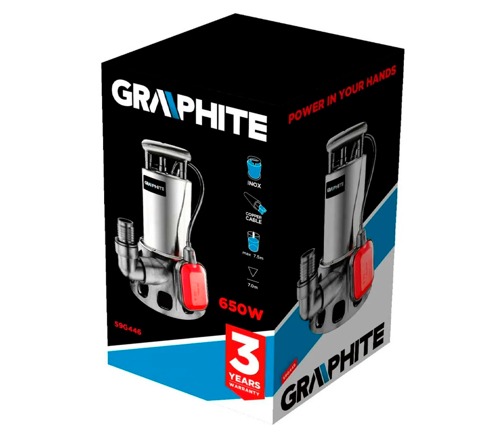 Дренажный насос GRAPHITE 59G446 650вт 11500л/ч-3