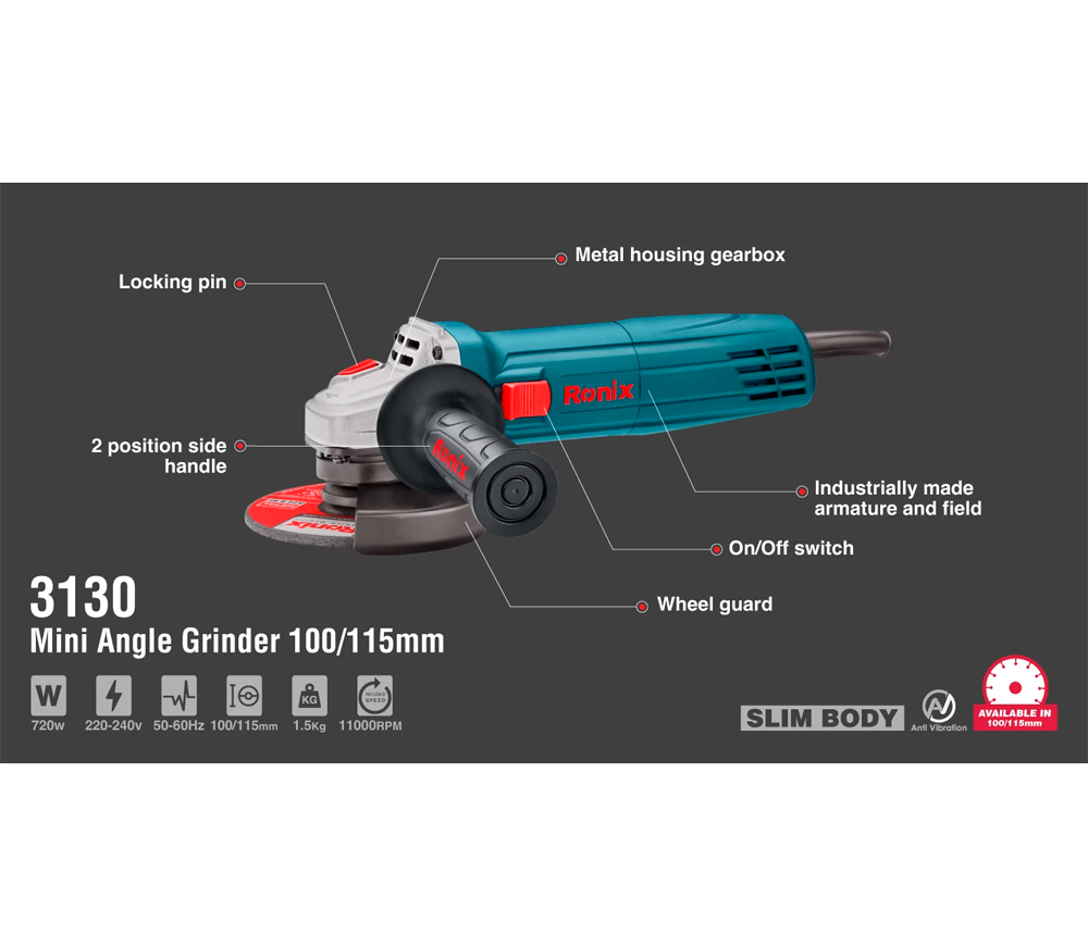 Polizor unghiular RONIX 3130 720w 115mm-8