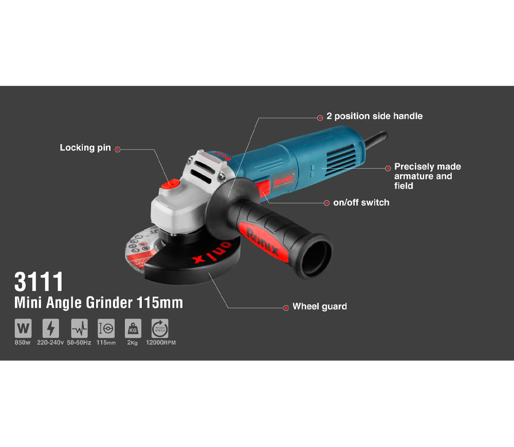 Polizor unghiular RONIX 3111 850w 115mm-10
