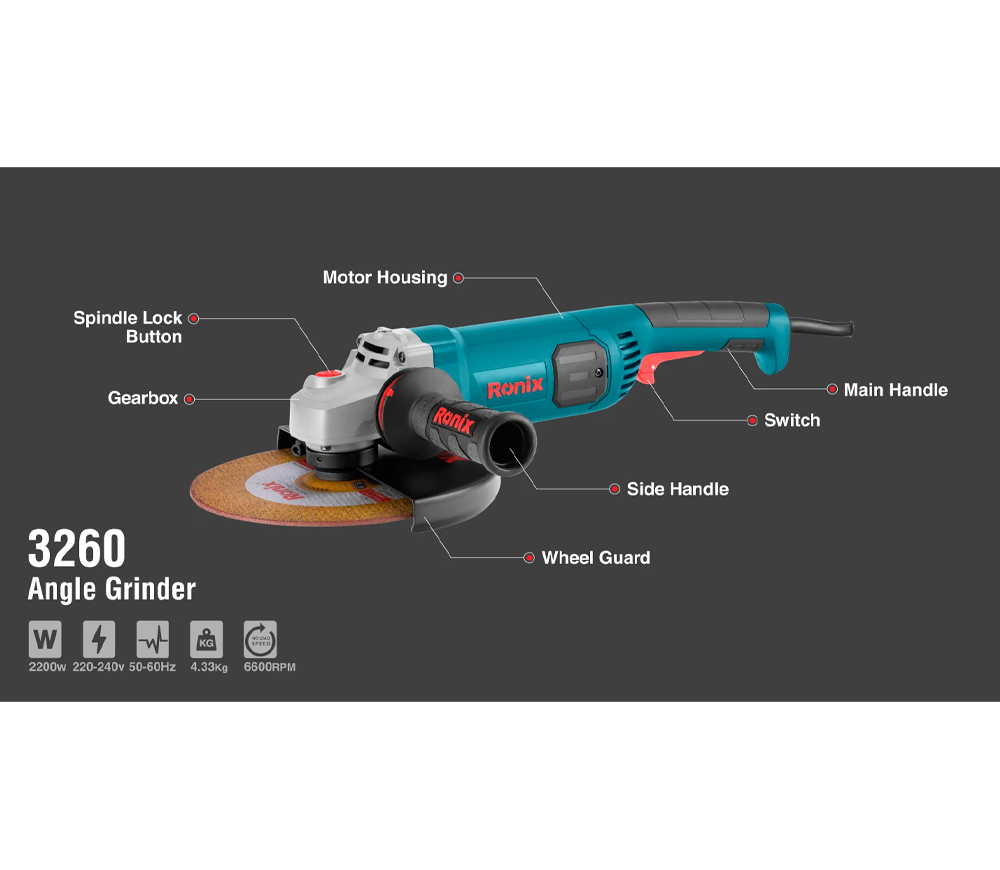 Угловая шлифмашина RONIX 3260 2200вт 230мм-11