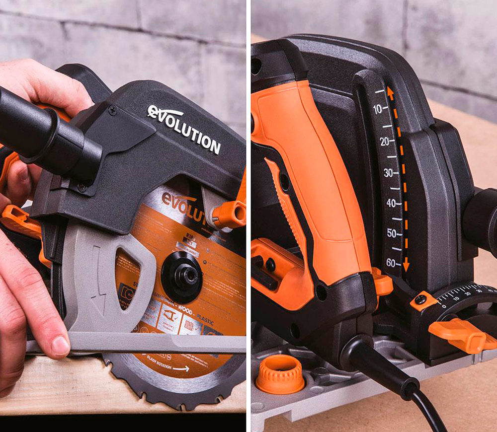 Fierăstrău circular pe șină de ghidaj EVOLUTION R185CCSX+ 1600w 185mm-10