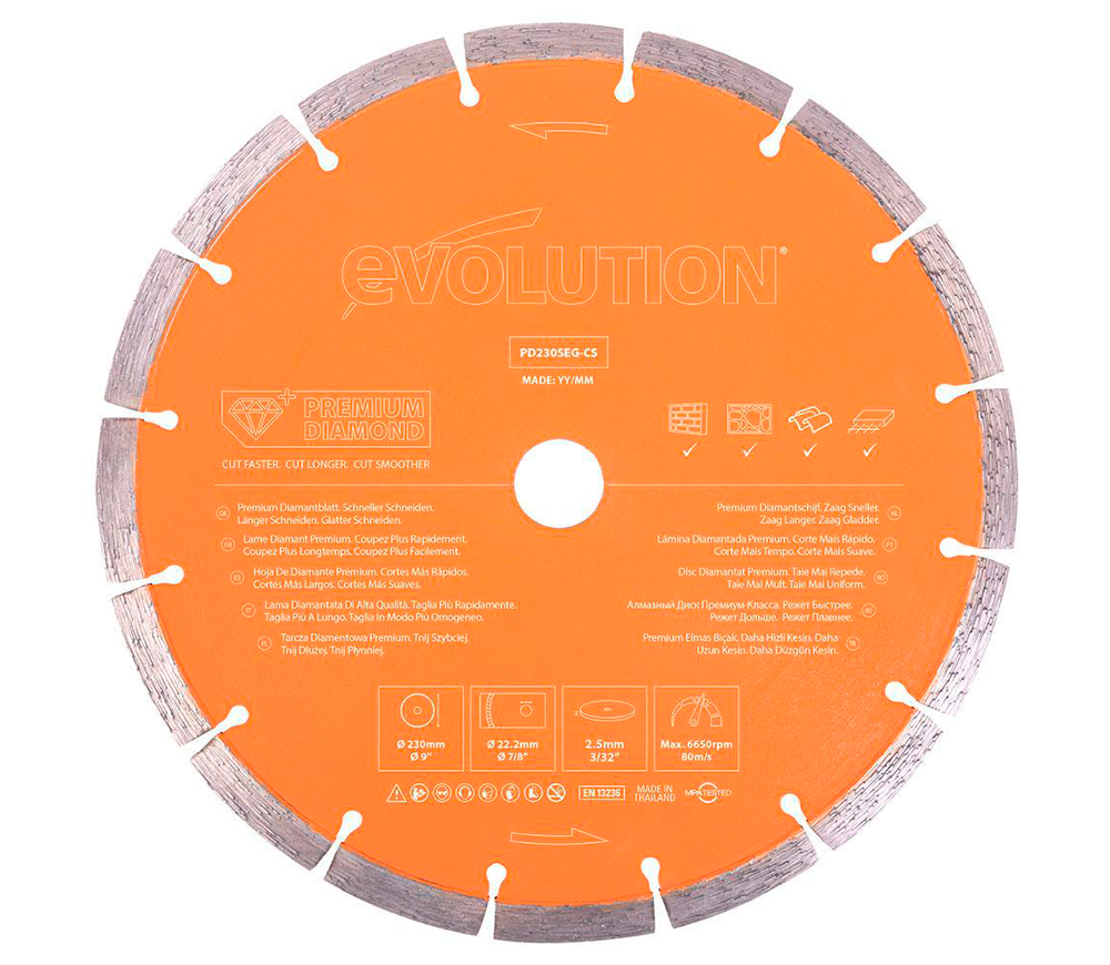 Disc de tăiat cu diamant EVOLUTION PD230SEG-CS 22,2 230mm Segmentat Beton