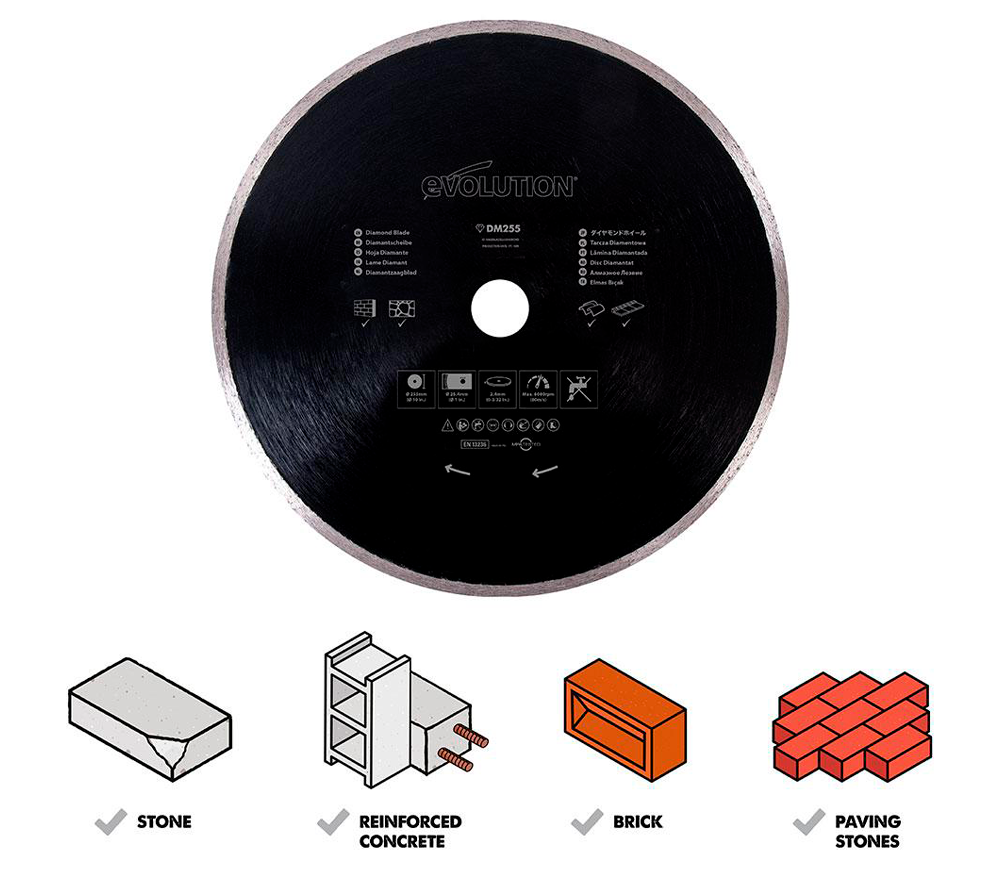 Disc de tăiat cu diamant EVOLUTION RAGEBLADE255DIAMOND 255mm Solid Cermică/Marmura/Granit-2