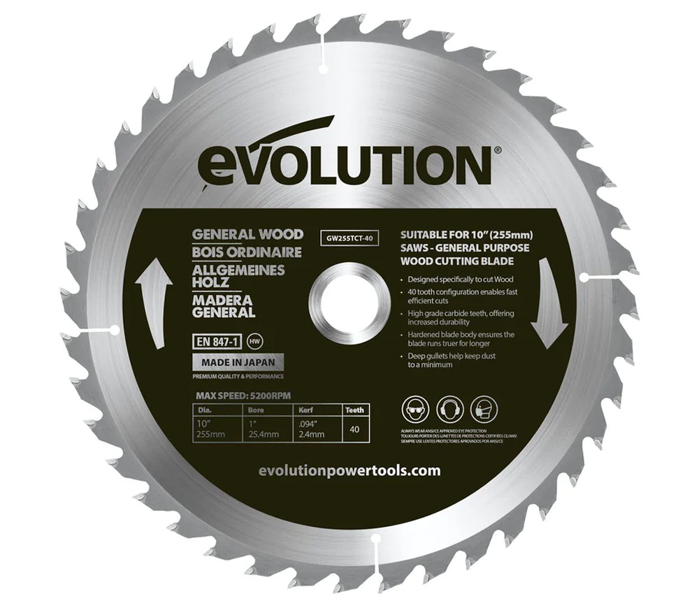 Disc pentru fierastrau electric EVOLUTION GW255TCT-40 255mm 2.4mm