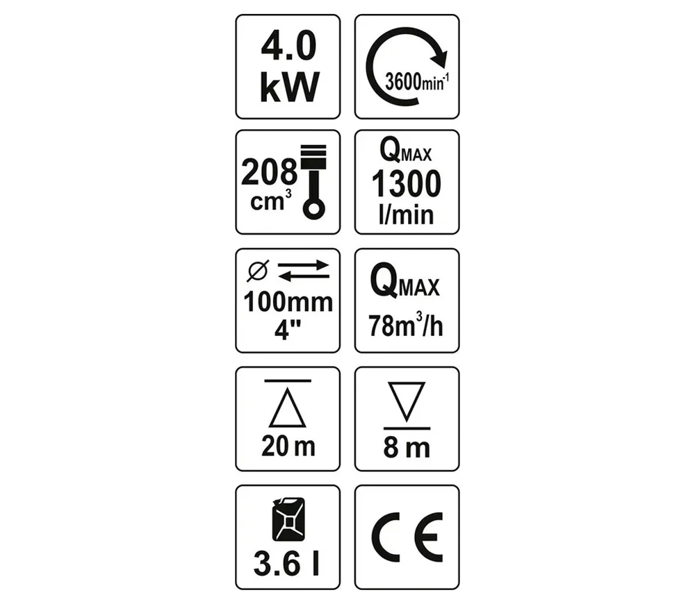 Motopompă cu benzină YATO YT85403 78000l/h 7.7cp-5