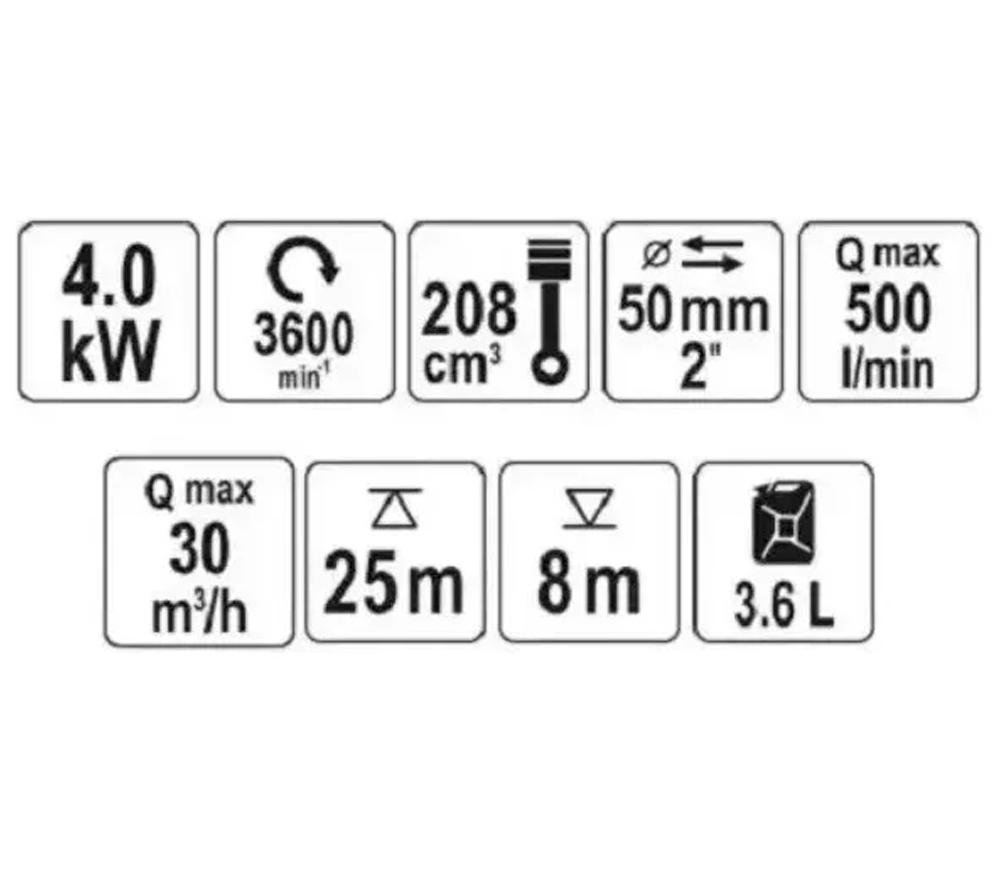 Motopompă cu benzină YATO YT85401 30000l/h 5.9cp-4