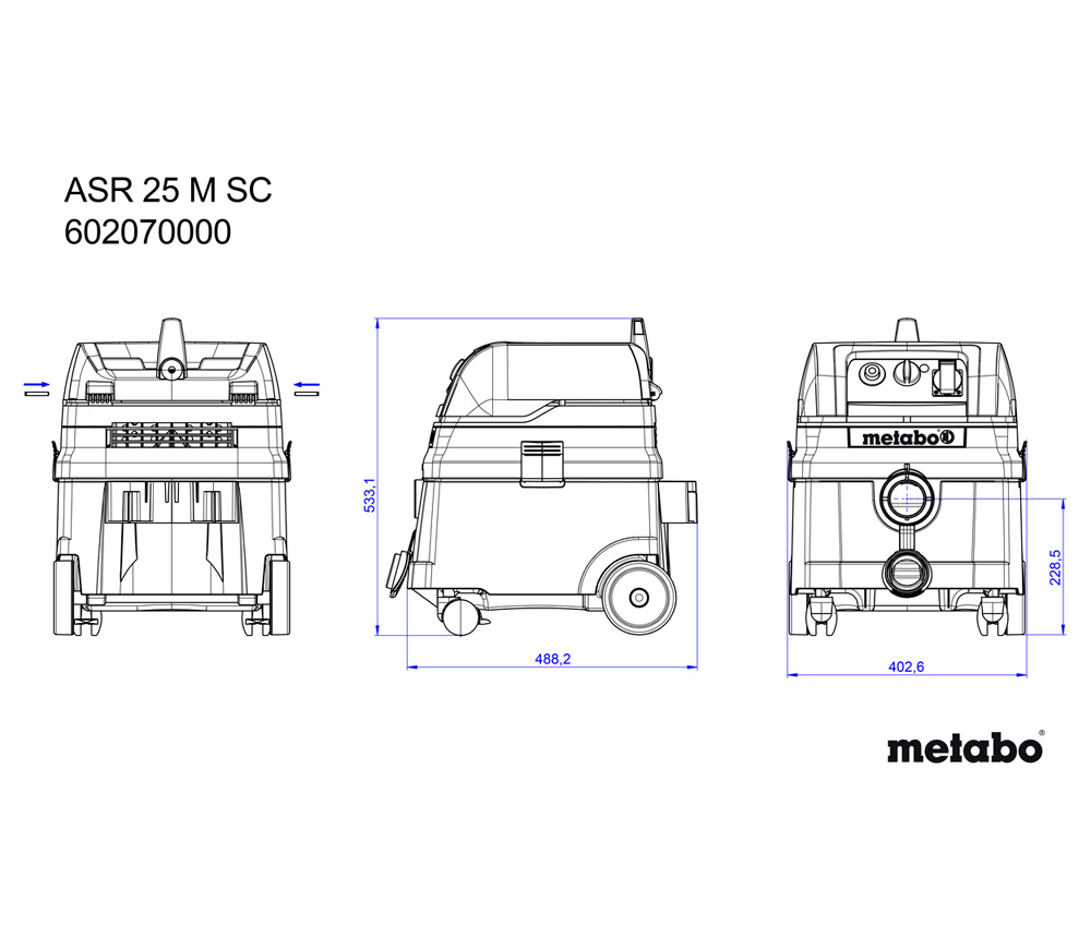 Пылесос промышленный METABO ASR 25 M SC 1400вт 270мбар 25л-5