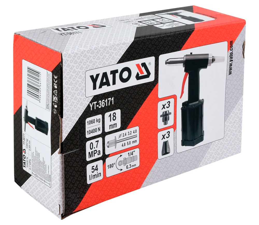 Mașină pneumatică de nituire YATO YT36171 2.4-5mm 7bar-6