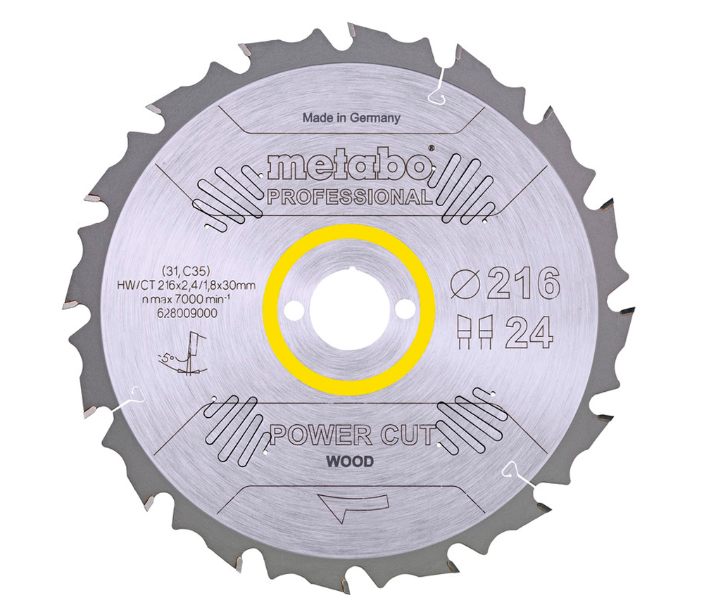 Disc pentru fierastrau electric METABO Power CUT 216x30 Z24 WZ 5 216mm 2.4mm
