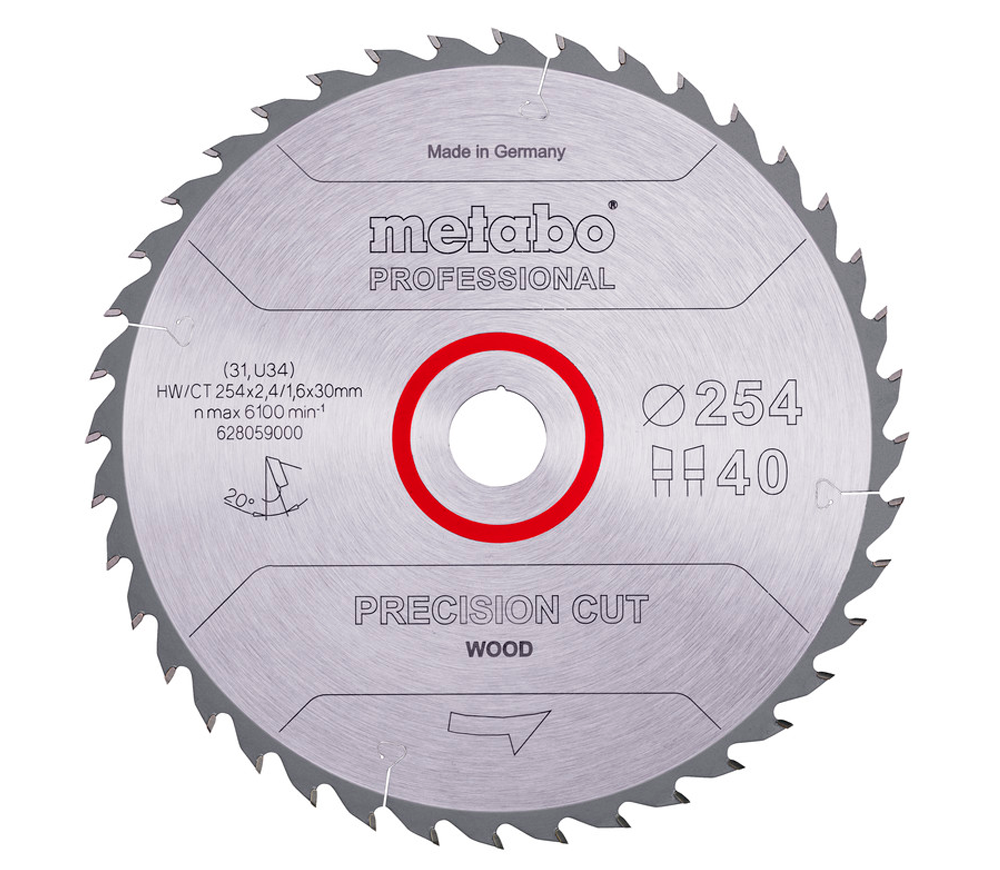 Disc pentru fierastrau electric METABO Precision CUT 254x30 Z40 WZ 20 254mm 2.4mm