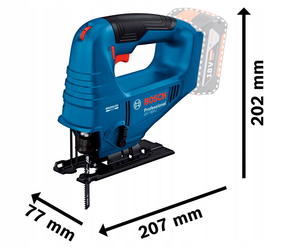 Fierăstrău pendular cu acumulator (fără bat) BOSCH GST 183 LI 18V-5
