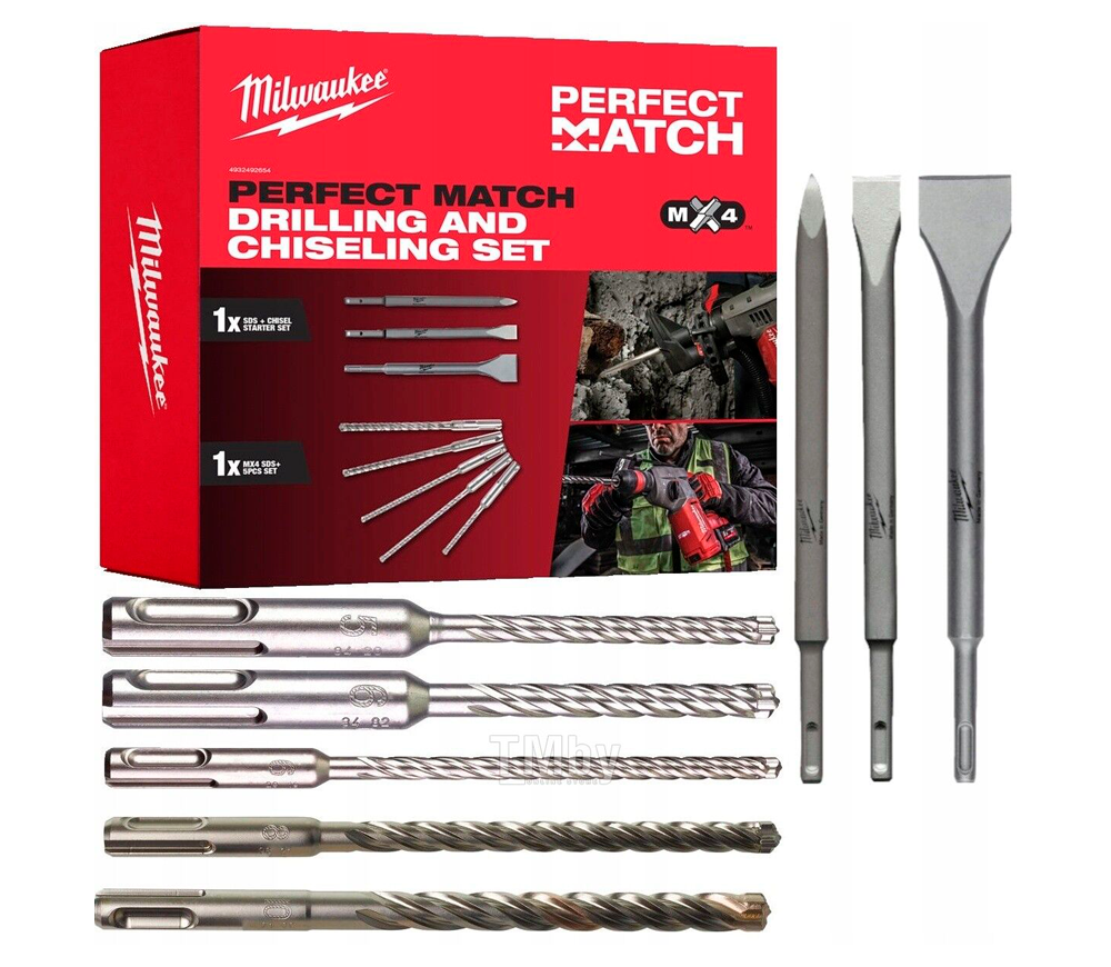 Set de burghie pe beton MILWAUKEE SDS Plus Perfect Match MX4 5-18mm x 160-250mm