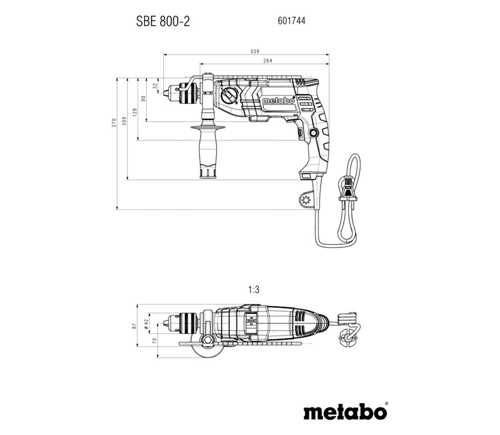 Mașină de găurit cu percutie METABO SBE 800-2 800w-4