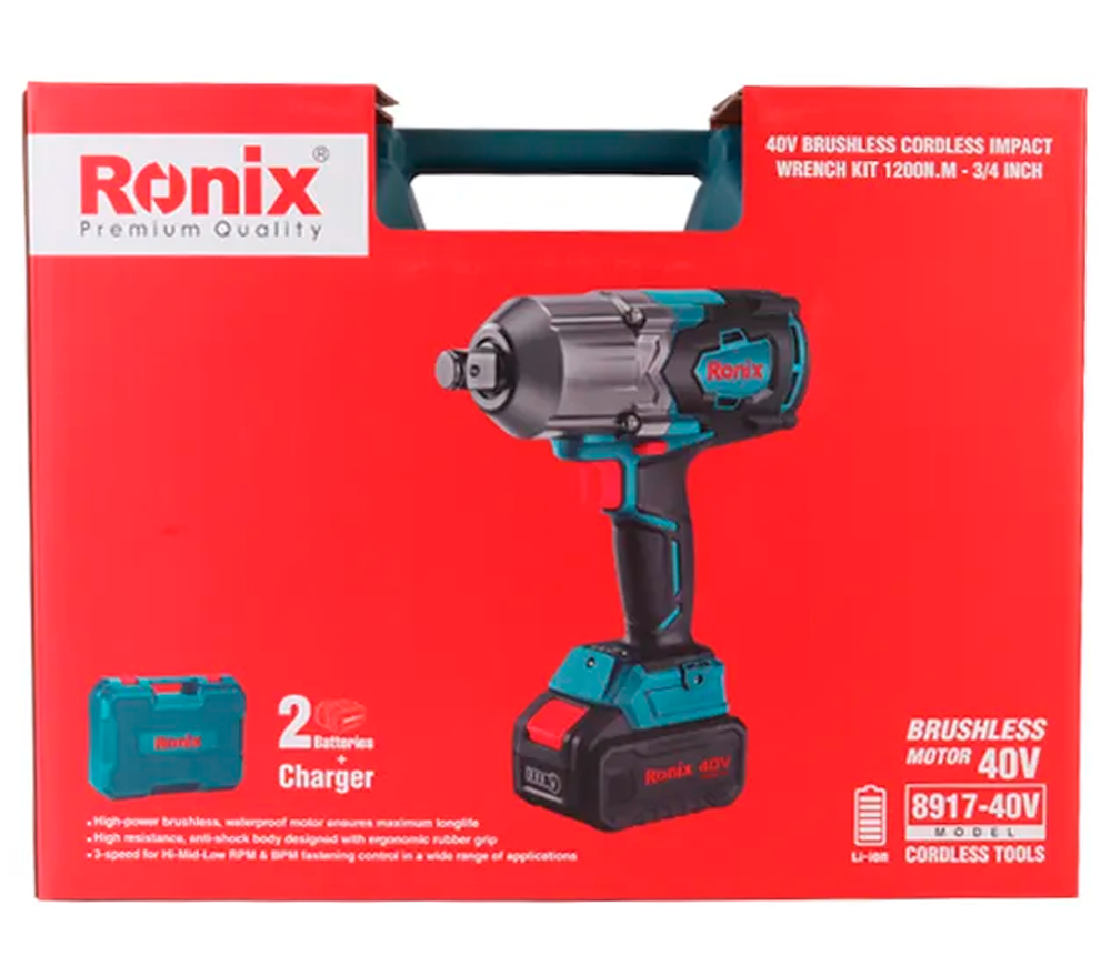 Mașină de înșurubat cu impact cu acumulator RONIX 8917-40V  1200Nm-5