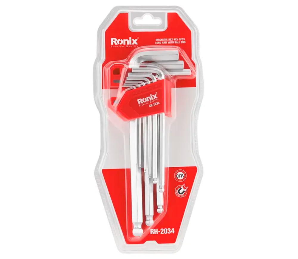 Set 9 chei hexagonale cu bilă RONIX RH-2034 1.5x10mm