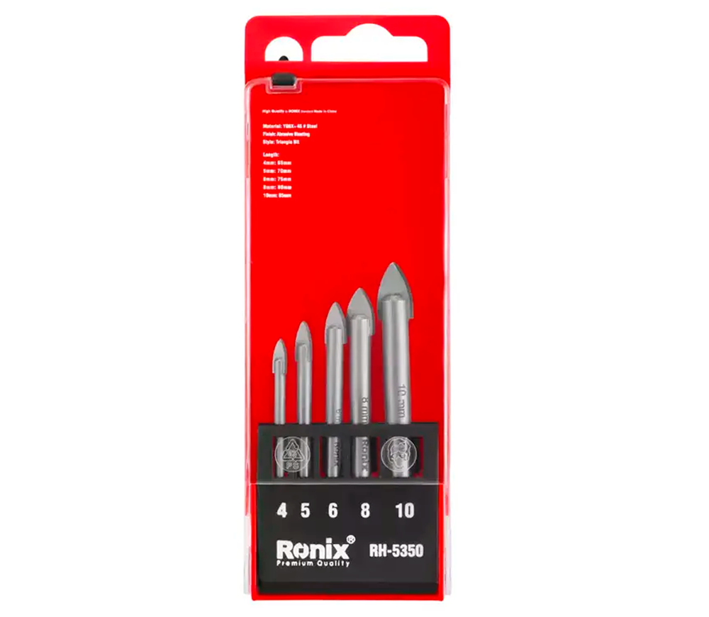 Burghiu pe sticlă RONIX RH-5350 4-10mm Oțel YG6X+45-3