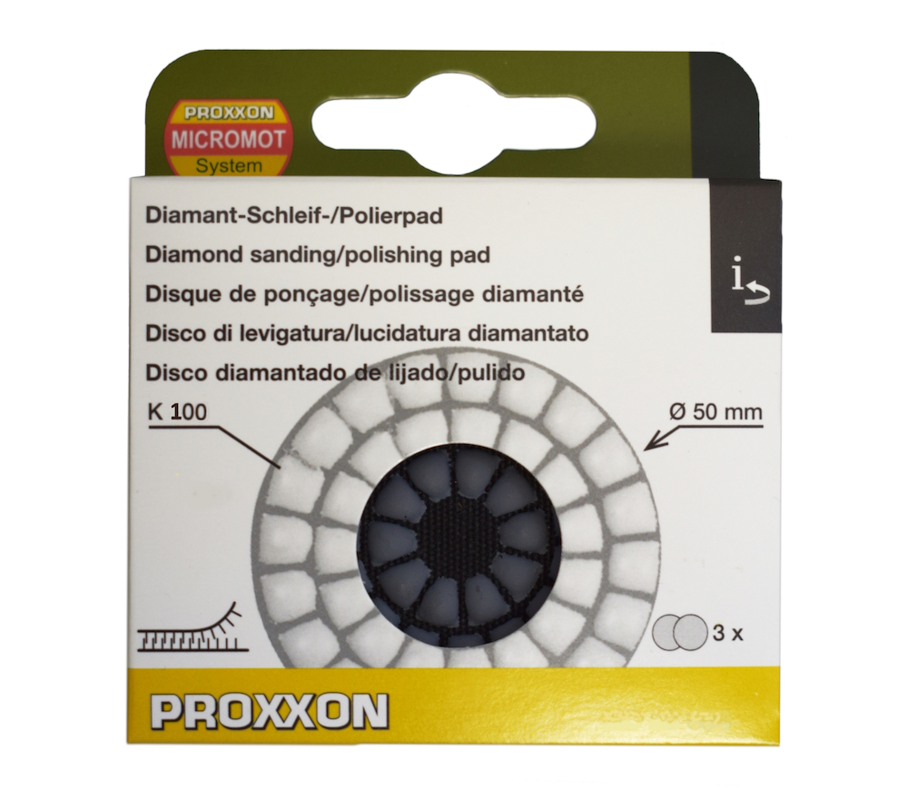 Set 3 discuri de șlefuit cu almaz flexibil PROXXON 28657 50mm GR100-3