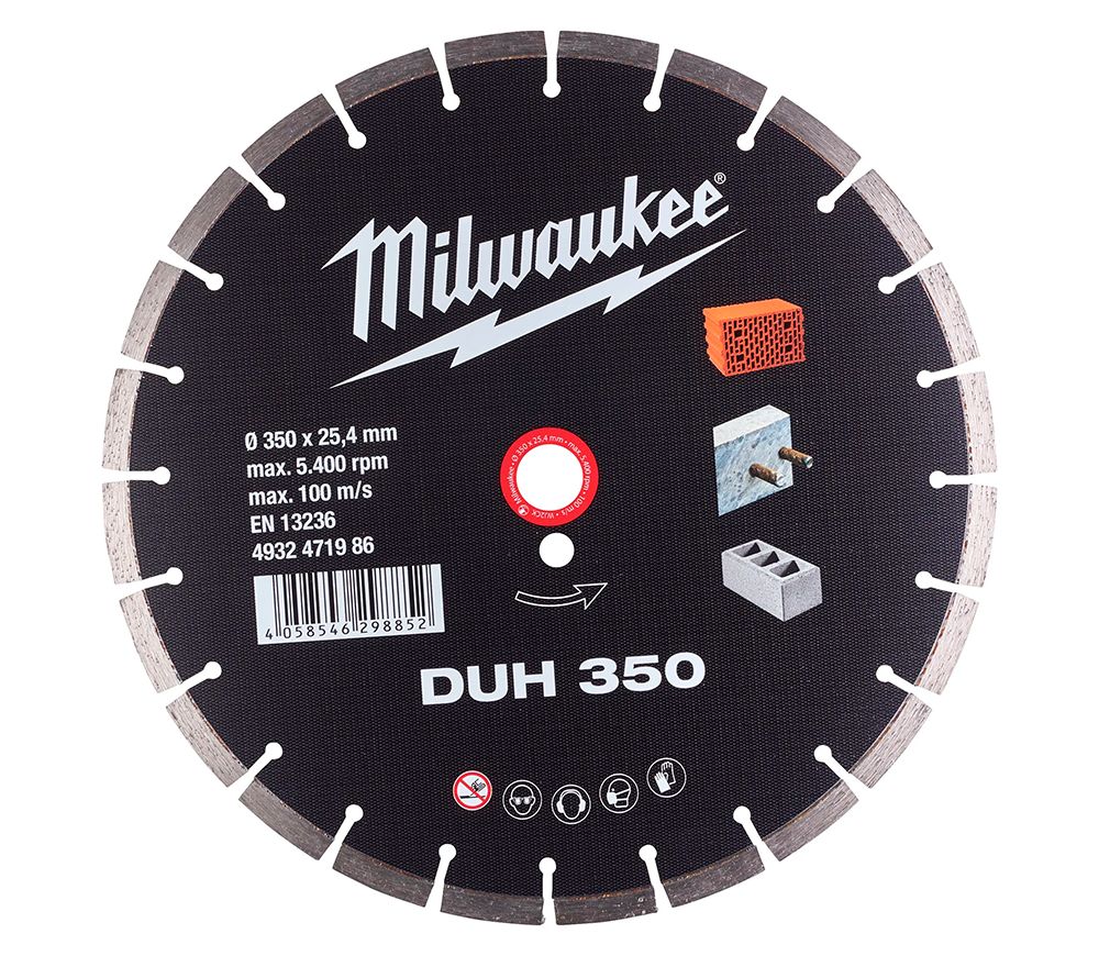 Disc de tăiat cu diamant MILWAUKEE HUDD350 MPP 350mm Segmentat Beton/Cărămidă