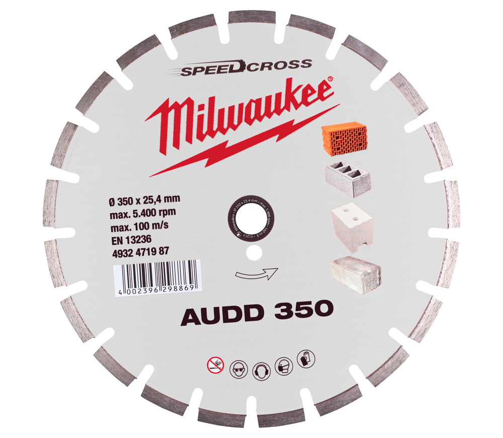 Disc de tăiat cu diamant MILWAUKEE Speedcross AUDD 350mm Segmentat Beton/Piatră/Cărămidă