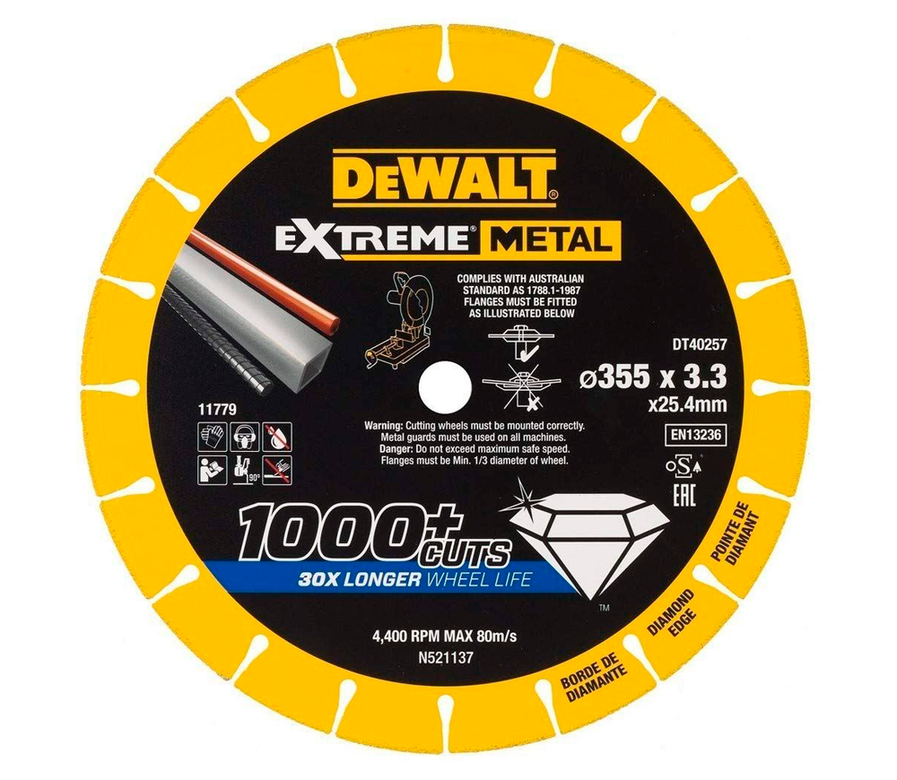 Disc de tăiat cu diamant DEWALT DT40257 355mm Segmentat Metal
