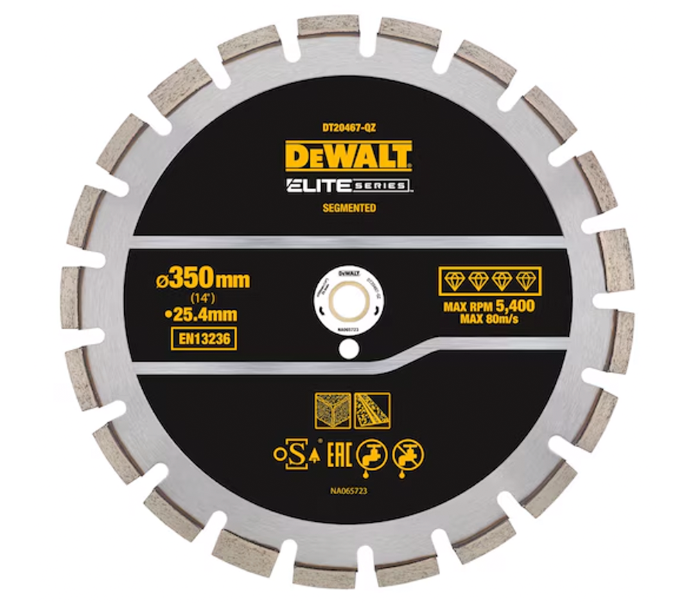 Disc de tăiat cu diamant DEWALT DT20467 350mm Segmentat Beton