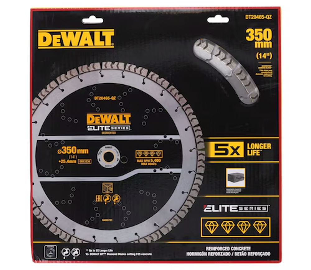 Disc de tăiat cu diamant DEWALT DT20465 350mm Segmentat Beton-2