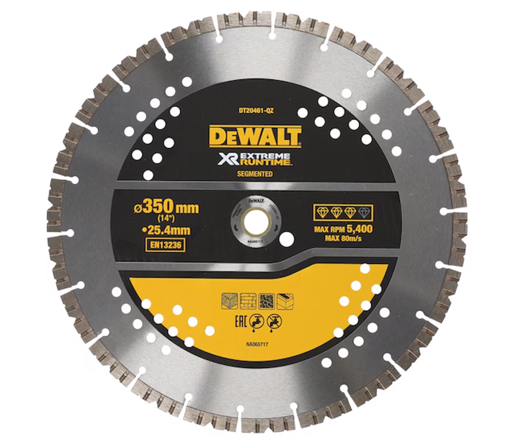 Disc de tăiat cu diamant DEWALT DT20461 350mm Segmentat Beton/Piatră/Cărămidă