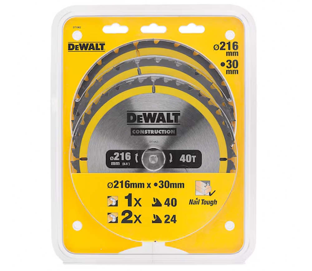 Набор пильных дисков 3 шт. DEWALT DT1962 216мм 2.6мм-2