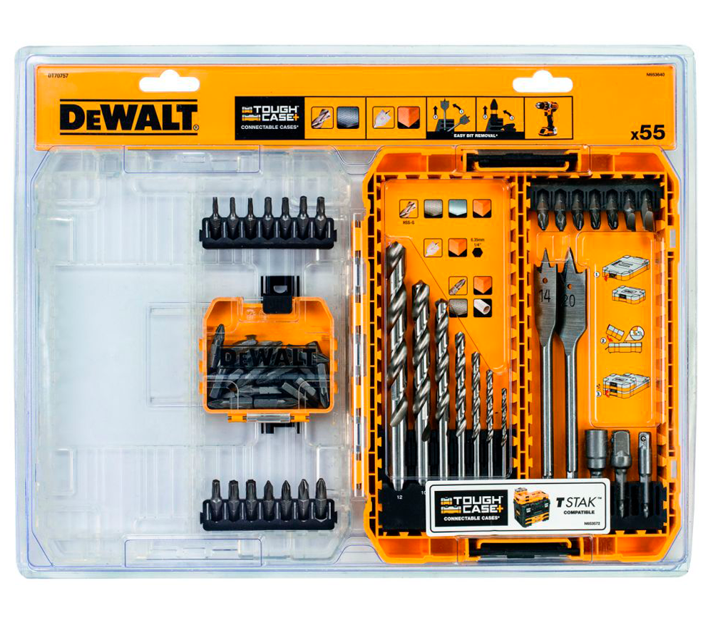 Set burghiuri și biți DEWALT DT70757 3-20mm HSS