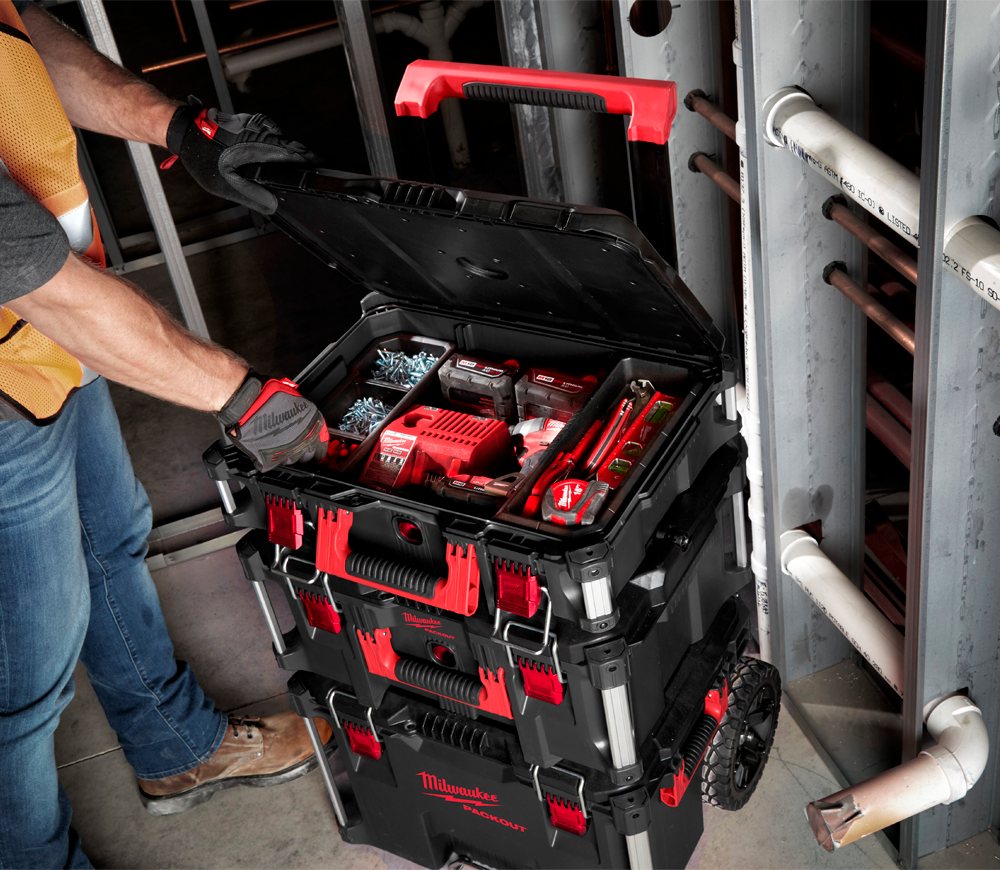 Set de cutii pentru scule MILWAUKEE PACKOUT TROLLEY BOX SET Plastic-5