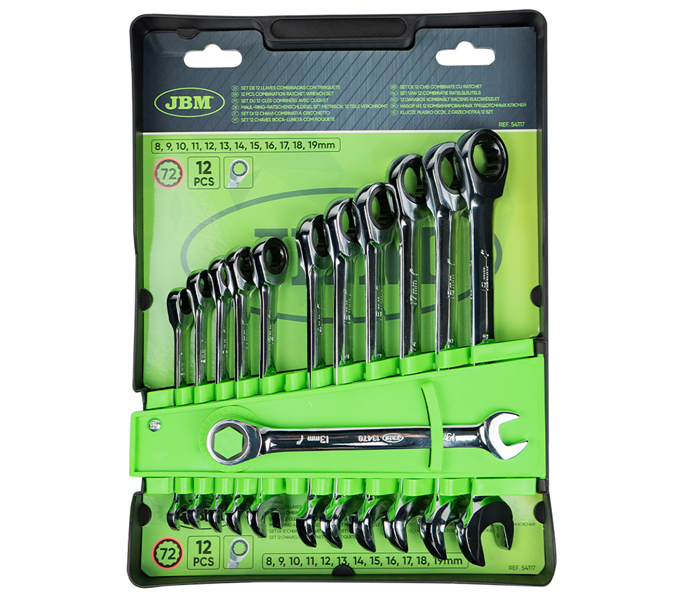 Set de 12 chei combinate cu clichet JBM-54117 8-19mm