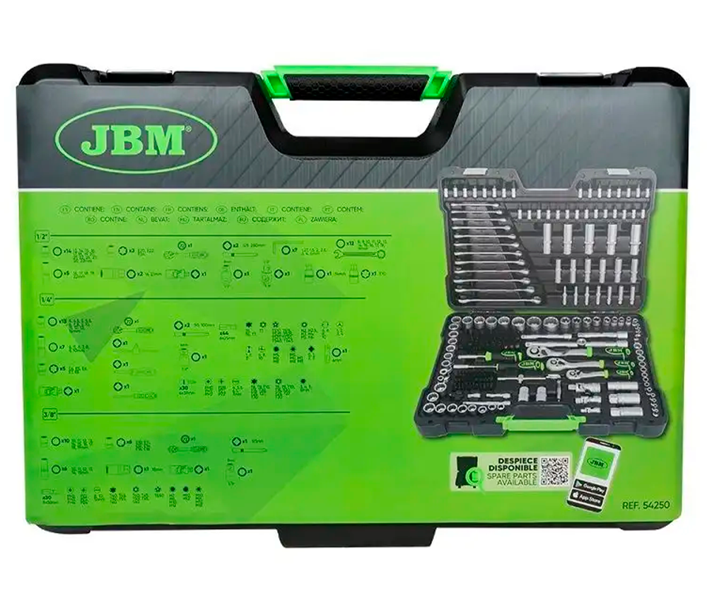 Set de chei JBM-54250 216unit.  1/2-1/4-3/8"-4