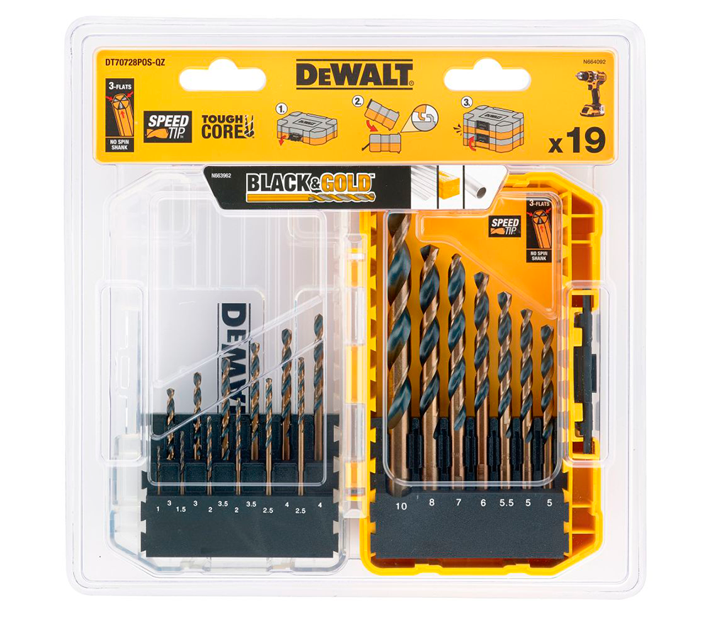 Set burghiuri pe metal DEWALT DT70728-QZ 1-10mm HSS-G-2